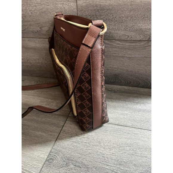 Isaac Mizrahi Live! Multi Pouch Signature Crossbody Cognac Monogram One Size - Picture 3 of 9
